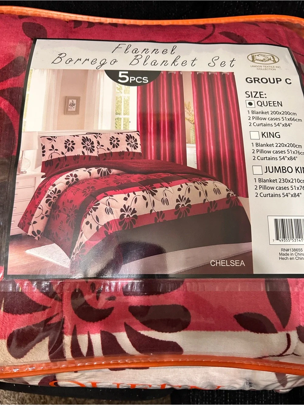 Chelsea Floral Red and Cream Queen Comforter Set - 5 Piece